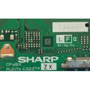 T-CON PARA TV SHARP / NUMERO DE PARTE RUNTK4323TPZX / CPWBX4323TPZX / RUNTK4323TP / 4323TP (ZX) / PANEL T400D3-HA24-L07 / MODELO LC-40LE433U